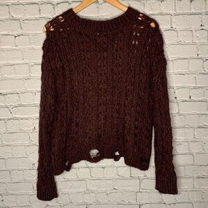 Elegant Brown Knit Sweater